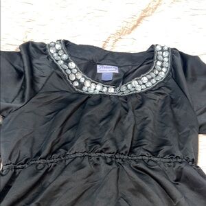 Chic Black transition maternity Blouse with Silver Details